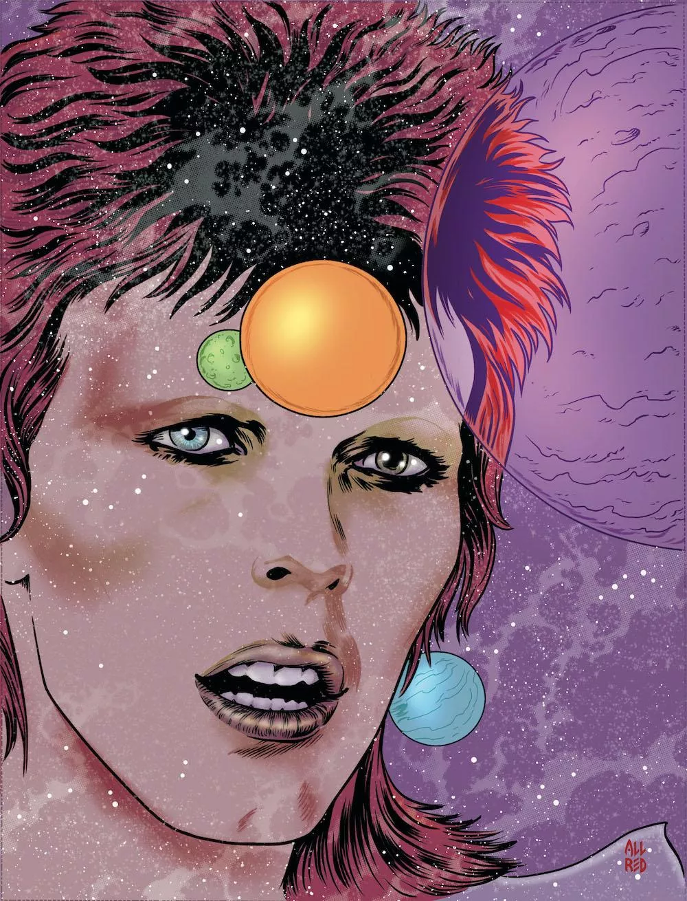 Illustration pour BOWIE Space Face Gold Cover