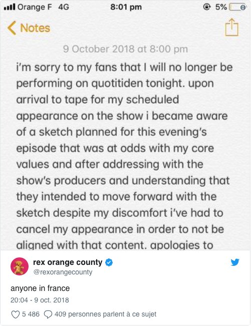 Illustration pour tweet rex orange county