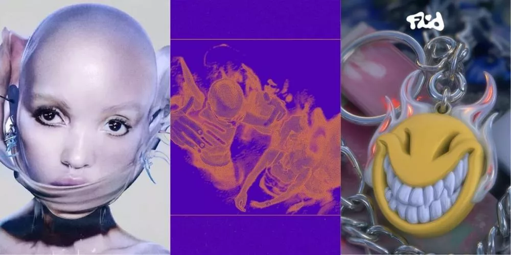 Pochette "Eusexua Afterglow" © FKA Twigs, Pochette "Who says night's for sleeping" © Goldie B, Pochette "Glitters and violence" © KrL Mx