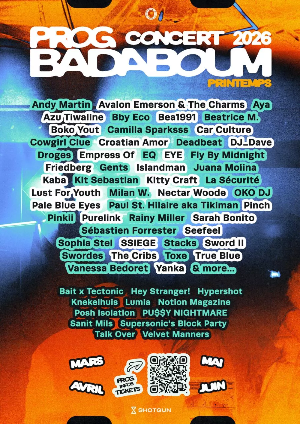 Programmation des concerts du printemps du Badaboum