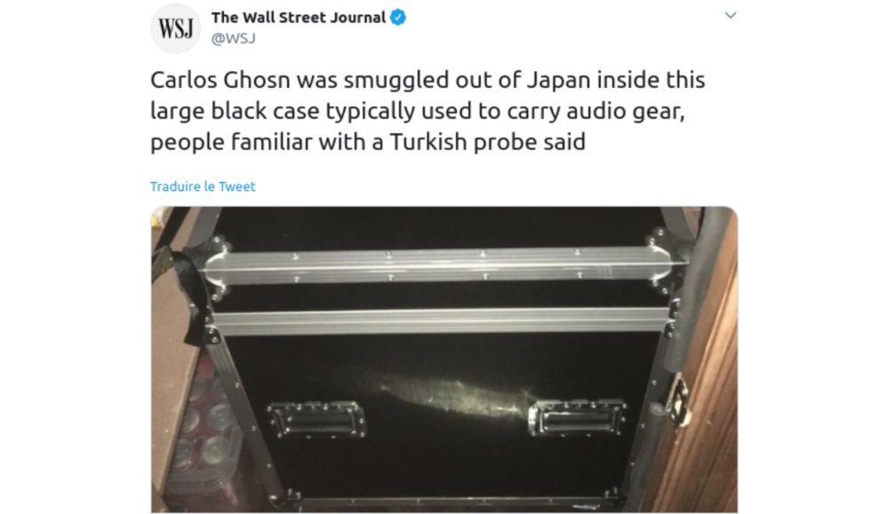 Illustration pour La fuite improbable de Carlos Ghosn dans un flight case