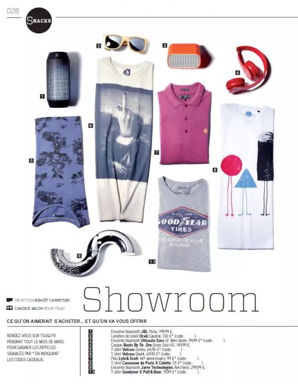 Illustration pour Concours shopping Tsugi 70&nbsp;: gagnez des t-shirts Volcom, des sunglasses Ozed, une enceinte Bluetooth…