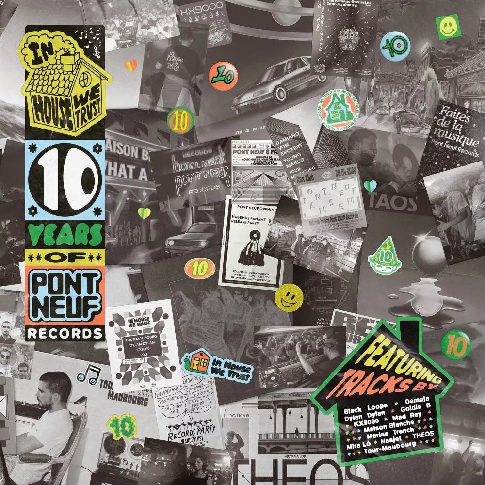 Illustration pour Artwork &lsquo;In House We Trust – 10 Years of Pont Neuf Records&rsquo; LP-Ross Aitken (1)